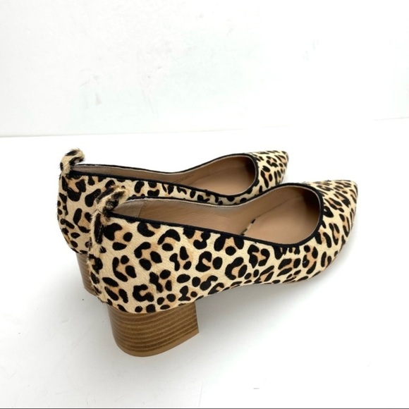 ANTHROPOLOGIE Beatriz Leopard Calfskin Pointed toe Block Heel Pumps in Beige - Picture 8 of 11